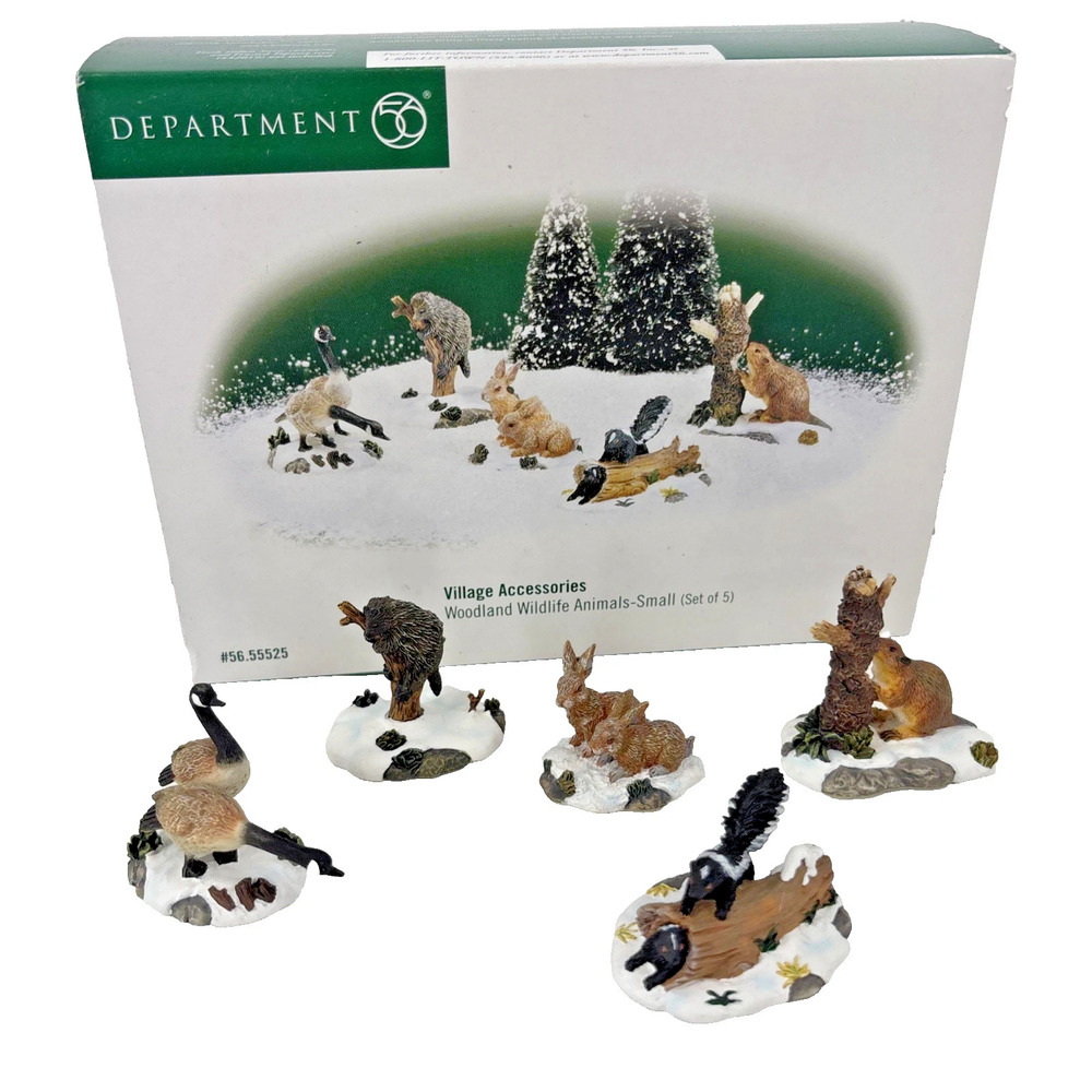 Department 56 Village Accessories Woodland Wildlife Animals #55525 Set of 5